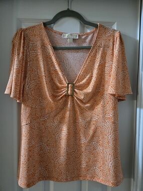 Michael Kors Peach-Orange Printed Blouse